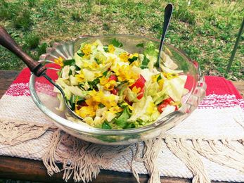 Entschleunigung Wochenende - Frischer Salat mit selbst gesammelten Wildkräutern aus der Natur